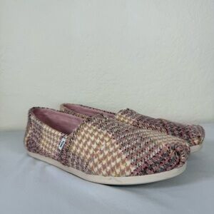 TOMS Alpargata Cloudbound Houndstooth Plaid Slip On Flats Shoes Size 7